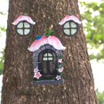 thumbnail image 4 of Gnomo de hadas en miniatura, ventana y puerta para árboles, decoración de esculturas de jardín, decoración para habitación de , paredes y árboles rosado DYNWAVEMX Casa de gnomo de hadas, 4 of 8