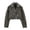 Army Green, variant on Women Faux Leather Cropped Jacket Lapel Zipper Biker Short Coat with Belt Black S