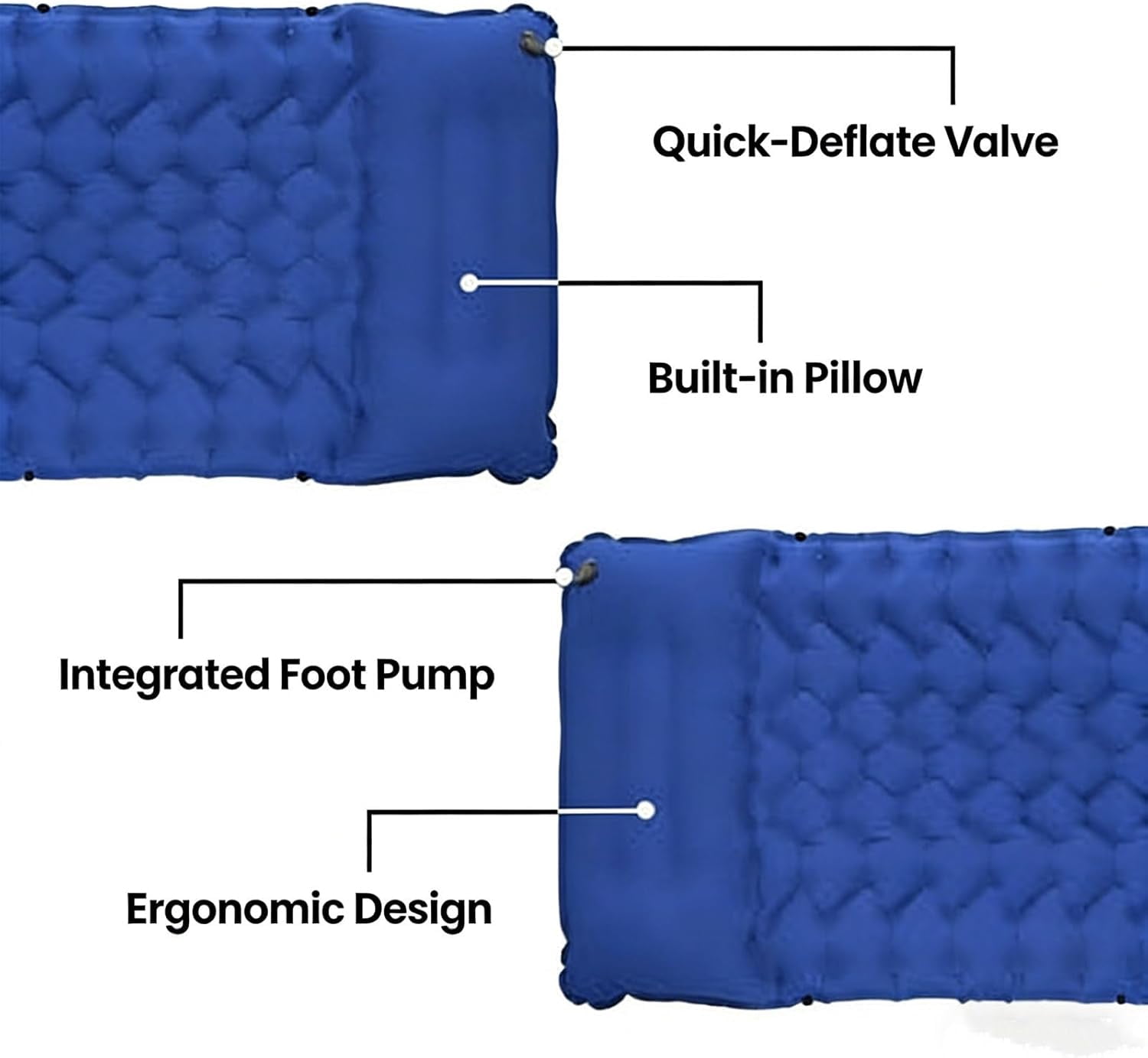 Lounge Mat - Your Portable Chill Zone, Thick Memory Foam Sleeping Pad for Camping, Self Inflating Travel Air Mattress with Pump, Lightweight Portable Car Tent Bed for Outdoor Backpacking（Gray）