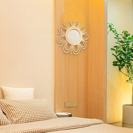 Handwoven Rattan Bohemian Hanging Glass Mirror Decor for Rustic Home Art