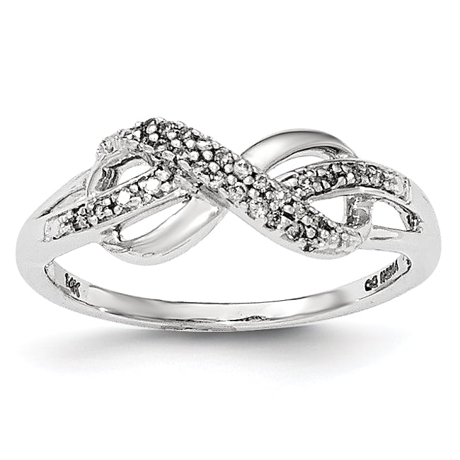 Bague Symbole Infini en Or Blanc 14K Diamant Taille 7
