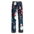 thumbnail image 5 of Women's Christmas Printed Plush Casual Pants with Drawstring Elastic Waist, Long Trousers for Home and Casual Wear, Comfortable Design,Dark Blue,S, 5 of 6