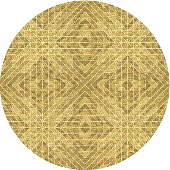 Ahgly Company Indoor Round Patterned Caramel Brown Area Rugs, 4' Round