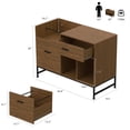 thumbnail image 2 of File Cabinet, 100 x 40 cm Lateral Filing Cabinet with 2 Drawers, Printer Stand, Open Storage Shelves for Home, Office, 2 of 5