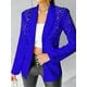 thumbnail image 5 of Blazer de Negocios para Mujer, Chaqueta de Traje de Larga con Abertura Frontal, Abrigo con Botones de Diamantes de Imitación, Ropa de Oficina Azul S, 5 of 7