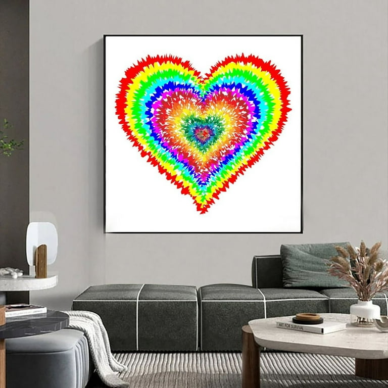 Canvas Prints Wall Art without Framed, Multi-Colored Heart Shape Print  Modern Wall Décor Home Decoration 