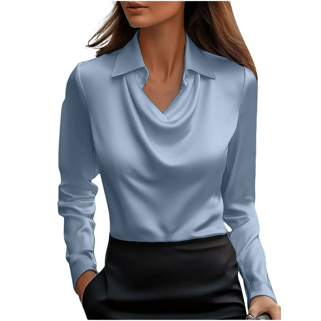 Womens Pullover Tops Spring Fall Clothes 2025 Long Sleeve Shirts Trendy Crew Neck Loose Festival Tops Temperament Solid Color Long Sleeve Round Collar Top/Shirt Plus Size Tops For Women Summer