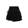 thumbnail image 3 of xiaxaixu Women's Ruffle Mini Skirt, High Waist Solid Color Cross Tie Up Skirt, 3 of 9