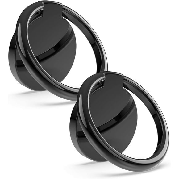 LAICAIW Phone Ring Holder, Finger Ring Stand 360°Rotation Metal Phone Ring Grip Kickstand Compatible with All Smartphone, iPad, Tablet - Dumb Black