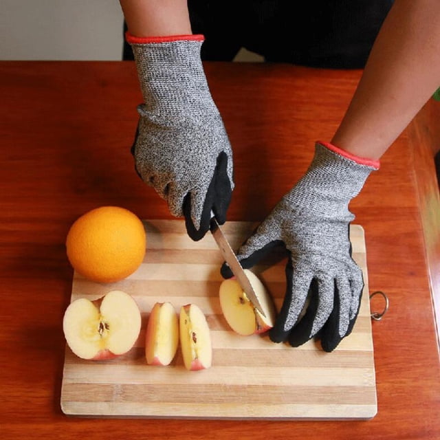 1 Par De Seguridad Resistente Cortes Guantes HPPE Carnicero Trabajador Gris / Negro