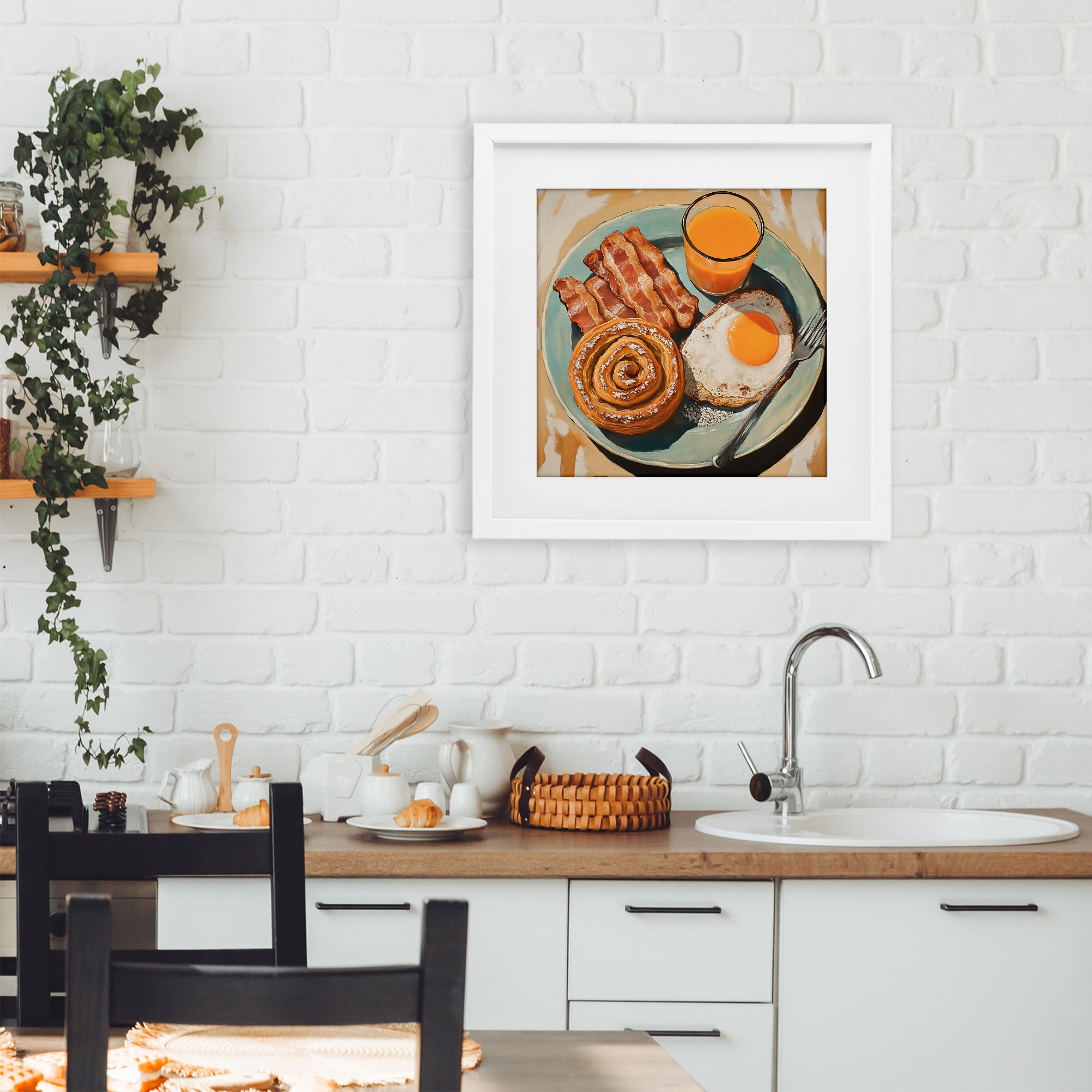 Stupell Industries Cinnamon Roll Breakfast White Framed Print Under Glass, design by Tina LeCour