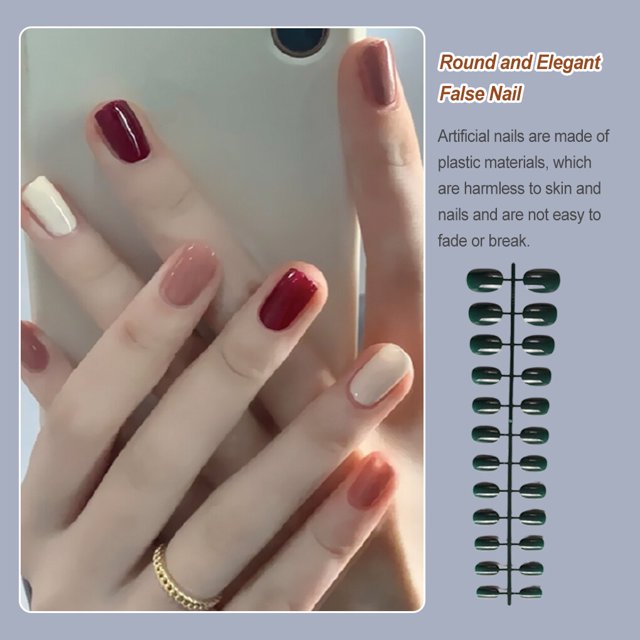 Faux Ongles Ensemble Brillant Style Français Résistant aux Rayures Ongles Presse Forte Viscosité Réglable Manucure Solide Autocollants Type 5