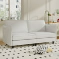 thumbnail image 4 of 74.27" Cloud Couch, Beige Sectional Couches for Living Room, Large 2 Seater U-Shaped Sofa with Movable Ottoman, Fabric Couch with Arm Pockets for Apartment Office, 4 of 10