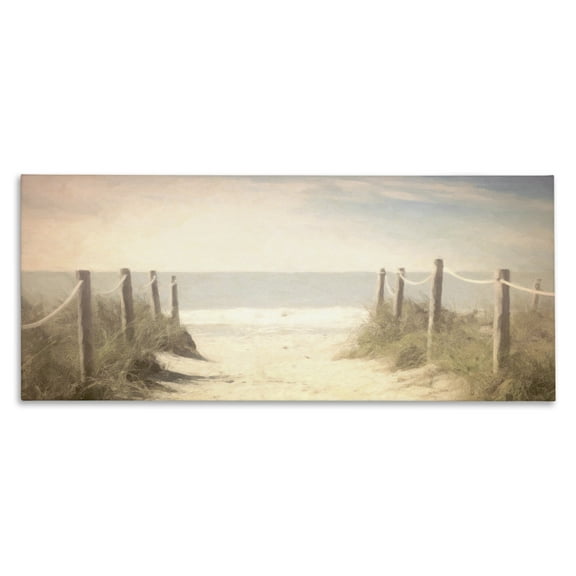 Stupell Industries Dreamy Coastal Walkway Landscape & Nature Painting Wrapped Canvas Art Print Wall Art, 24 x 10