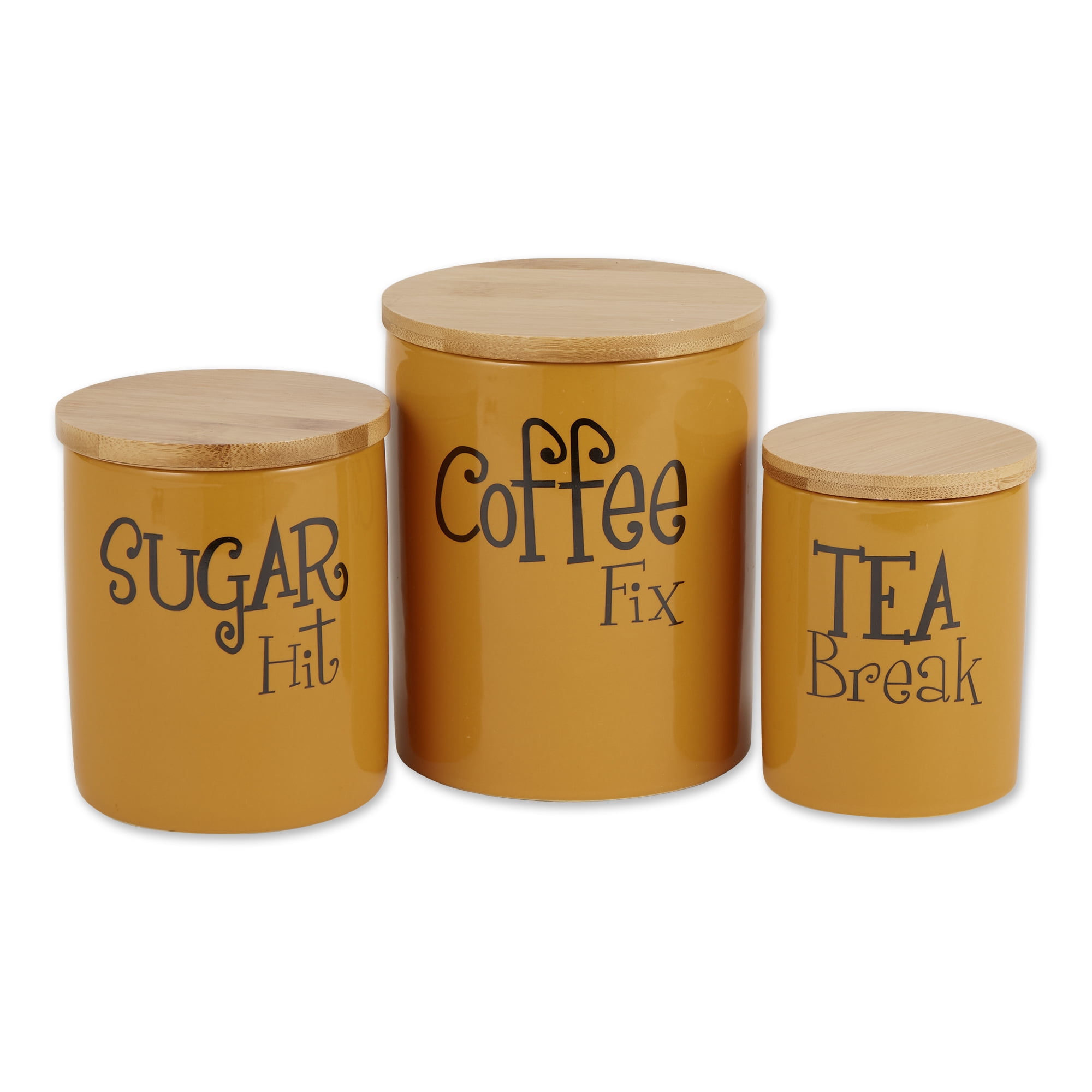 Honey Gold Coffee, Sugar, Tea Ceramic Canister (Set of 3)