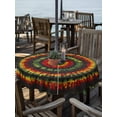 thumbnail image 3 of Round Outdoor Tablecloth With Umbrella Hole And Zipper– Abstract Ethnic Tie Dye Waterproof Patio Table Cover for Party, Picnic, Backyard, 50" Dia. , Red Green Yellow Black, 3 of 8