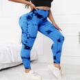 thumbnail image 6 of Tie Dye Hidden Scrunch Leggings for Women Tummy Control Butt Lifting Yoga Pants High Waist Compression Workout Tight,XS,Blue, 6 of 8