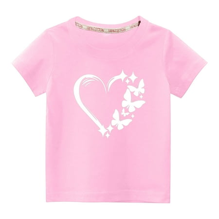 

Posijego Toddler Valentine s Day Shirt Boys Girls Cute Heart Graphic T-Shirt Kids Casual Short Sleeve Tee Tops