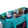 thumbnail image 5 of KIOTA Beauty Bag - Ideal for Bottles - Makeup Brush Storage Pocket and Outer Pockets - Quilted Finish Shoulder Bag Cosmetic Organizer - Aqua, 5 of 9