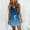 Blue Womens Summer Dress, variant on Sundresses for Women Casual Summer, Women Summer Casual Gradient Shirt Dress V Neck Spaghetti Strap Mini Dress Elastic Waist Belt Tank Dress with Pockets