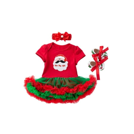 

Grianlook Baby 3 Pieces Outfits Short Sleeve Jumpsuit Dress Xmas Christmas Dresses Set Holiday Cute Casual Polka Dots Style I 80cm (12-24M)