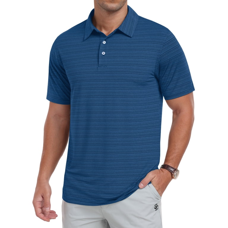 GIRUNS Men's Moisture-Wicking Striped Golf Polo photo 1