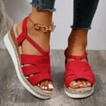 thumbnail image 4 of AXXD Wedge Sandals for Women Summer Fish Mouth Sandals Open Toe Suede Sequin Roman Sandals, 4 of 8