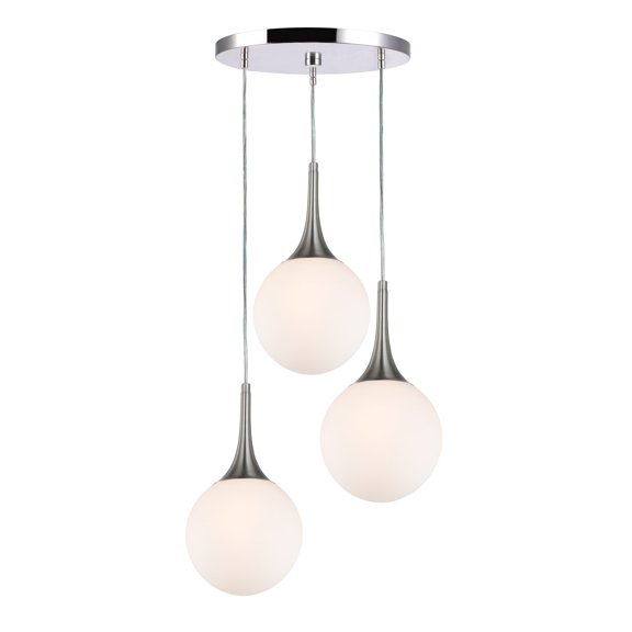 Woodbridge Lighting Alicia 3-light Glass Pendant Cluster in Satin Nickel/Opal