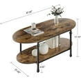 thumbnail image 3 of 47.2" Mid Century Cocktail Table, Low Storage Coffee Table, 2 Tier Vintage Center Table, Oval Coffee Table Unique Tea Table for Living Room Office, Easy Assembly, 3 of 7