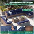 thumbnail image 3 of Clouddwell 14 Piece Patio Furniture Set Wicker Rattan Patio Conversation Set Outdoor Sectional Sofa Set with Coffee Table and Blue Cushions, 3 of 6