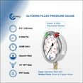 thumbnail image 2 of CARBO Instruments 4" Pressure Gauge, Stainless Steel Case, Chrome Plated Brass Connection, Liquid Filled, 0-4000 psi/kPa, Lower Mount 1/4" NPT, 2 of 6