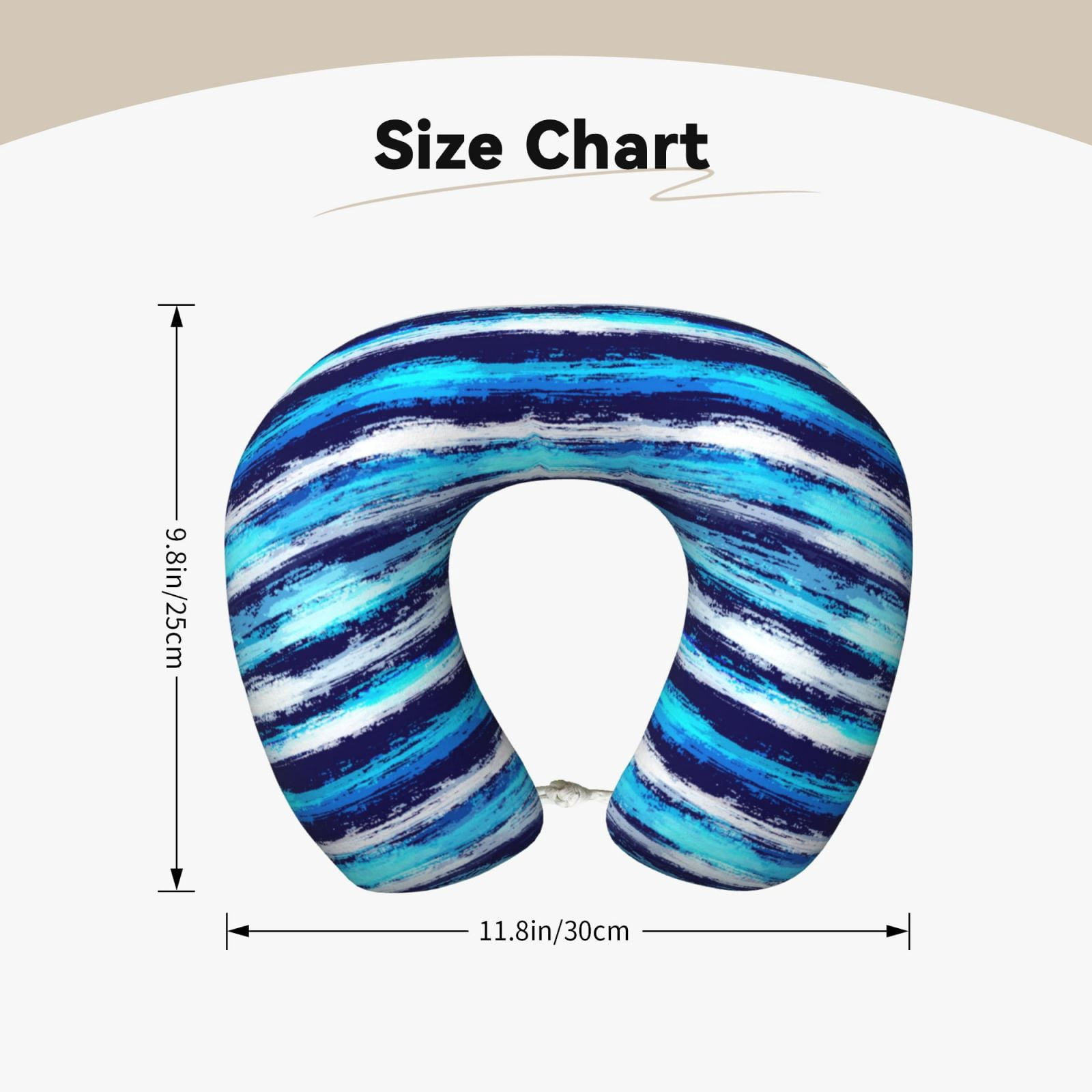 Xecao Ice Blue Stripes Print Memory Foam Cervical Neck Pillow Versatile U-Shaped Pillows for Home,Office,Camping,Travelling,Soft Washable Cover