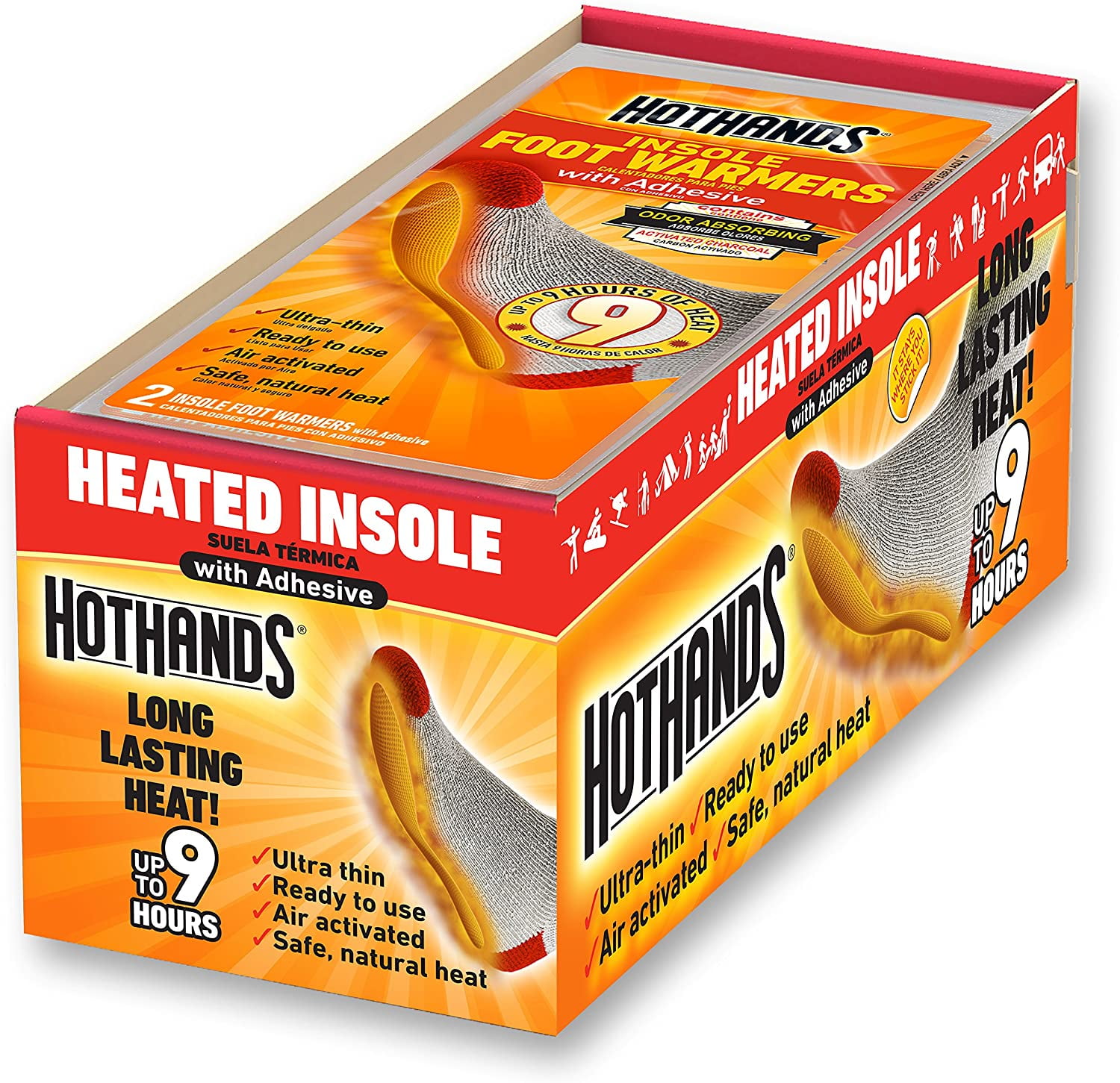 9 Hours of Heat 5 Pairs / Packs NEW HotHands Insole Foot Warmers w Adhesive 