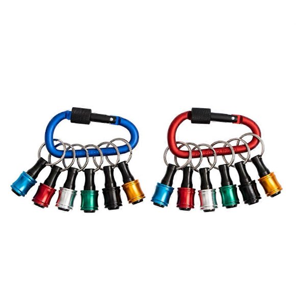 Bit Holder Keychain,2 Sets Of 6PCS 1/4 Drill Bit Holder, Easy Release and Quick Change Bit Holder,S