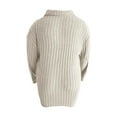 thumbnail image 4 of Women's Collared Long Sleeve Tops Loose Ribbed Knit Tees Basic Pullover Top (Light Yellow XXL), 4 of 4