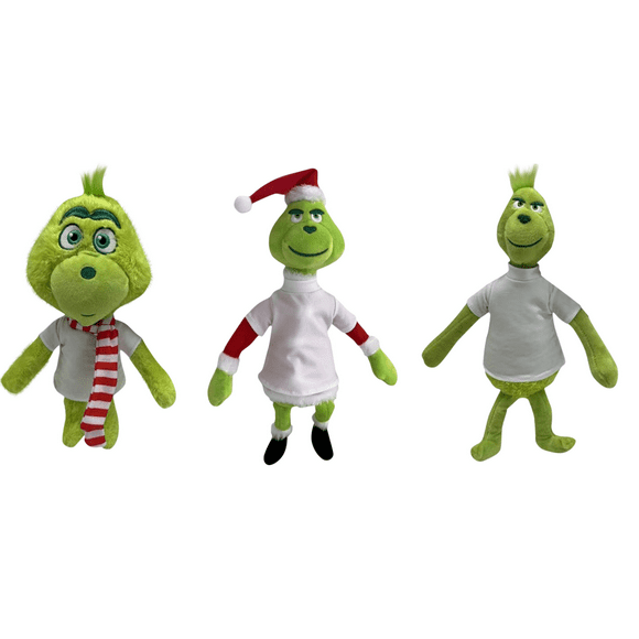Merry Christmas Grinch Stuffed Toys Cindy Lou Who 12", Grinch Santa 12.5", & His Dog Max 14" Christmas Special Plush Toys