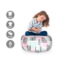 thumbnail image 2 of Geometric Storage Toy Bag Chair, Horizontal and Vertical Stripes with Rectangles Vaporwave Colors, Stuffed Animal Organizer Washable Bag, Large Size, Pale Pink Pale Blue, by Ambesonne, 2 of 3