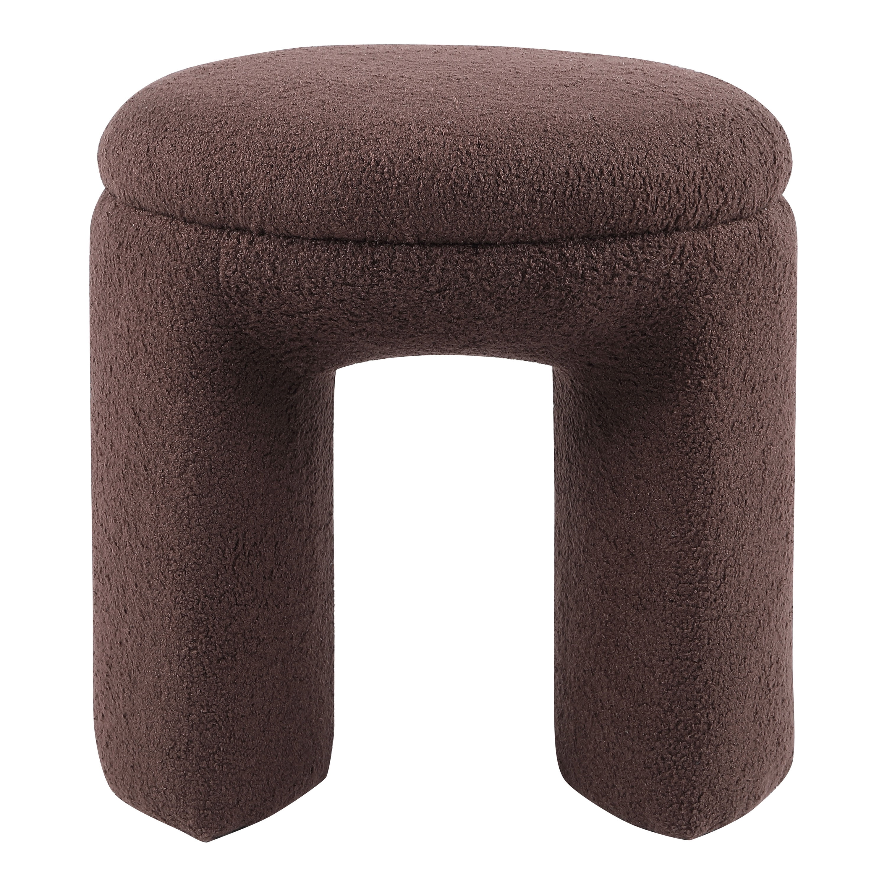 Furniture of America Thia Modern 18" Upholstered U-Shaped Indoor Stool, Brown
