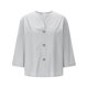 thumbnail image 5 of mfyjkho Tops Para Salir, Blusa Holgada De Lino Con Cuello En V, Manga Tres Cuartos Y Botones Decorativos Para Mujer. Tops Para Salir Para Mujer Xl, 5 of 8