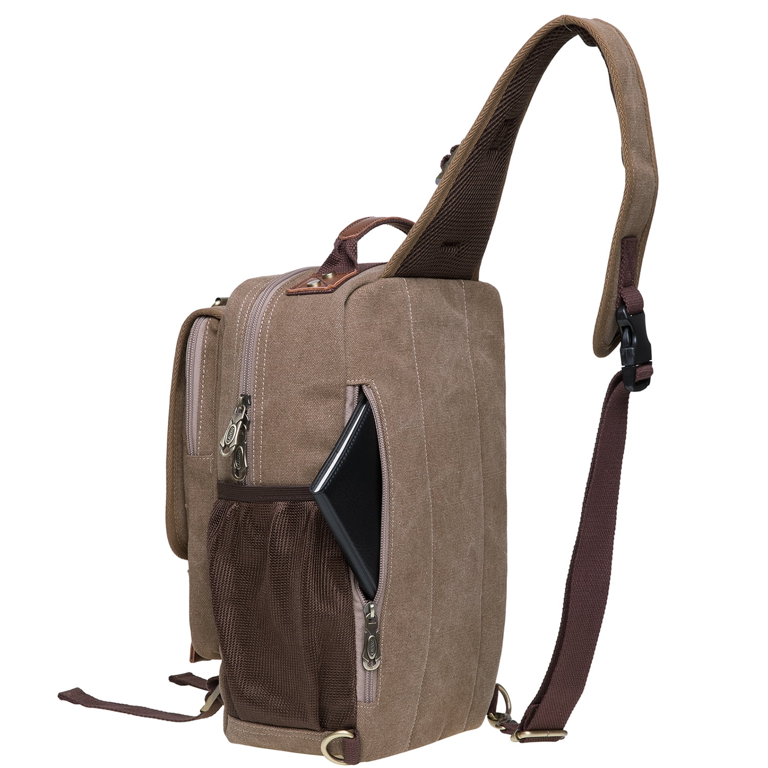 KAUKKO Canvas Messenger Bag Cross Body Shoulder Sling Backpack Travel Hiking Chest Bag