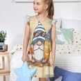 thumbnail image 4 of Balery Hello Summer Cute Gnome Camisón de princesa para niñas, pijama de algodón con mangas abullonadas, suave y bonito.-Small, 4 of 6