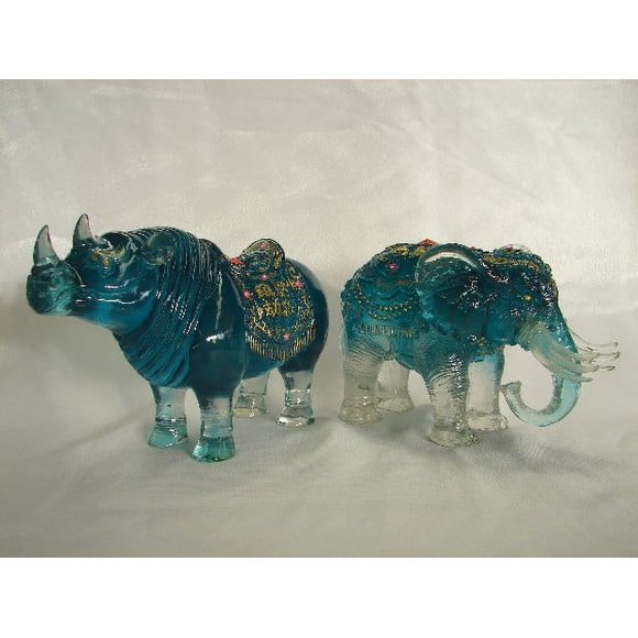 Feng Shui Import LLC Blue Rhino and 6 Tusks Elephant