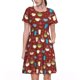 thumbnail image 1 of Easygdp Coffee Cups para Vestido Transpirable de Mujer, Vestido Suelto de Manga Corta con Pliegues y Bolsillos para el Verano, 1 of 5