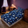 thumbnail image 5 of Homewish Watercolor Moon Stars Twin Sheets, Cartoon Clouds Bedding for Kids, Blue, 3 Pieces, 1 Flat Sheet, 1 Fitted Sheet and 1 Pillowcase, 5 of 6