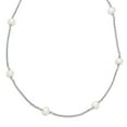 thumbnail image 5 of 925 Sterling Silver Rhodium-plated and Freshwater Cultured Pearl with mirror Beads Necklace 30 Inch, 5 of 7