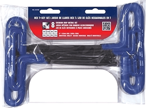 EKLIND 55168 Cushion Grip Hex T-Key allen wrench - 8pc set Metric MM sizes 2-10 (6In shaft)$$Tools & Hardware Other