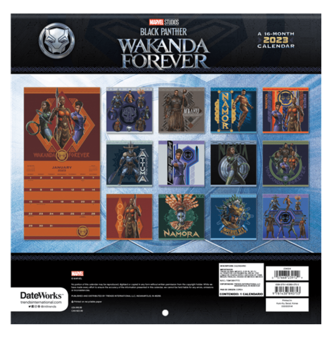 2023 Marvel Black Panther: Wakanda Forever Wall Calendar