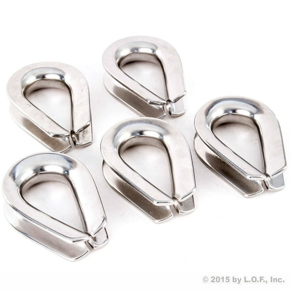 Red Hound Auto (5) 3/4 Inches (19mm) Stainless Steel Wire Rope Cable Thimbles