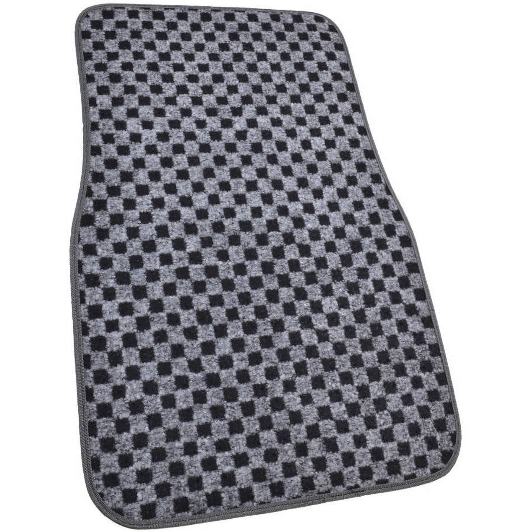 Motor Trend FatRug Checkered Carpet Floor Mats, Gray, Vintage