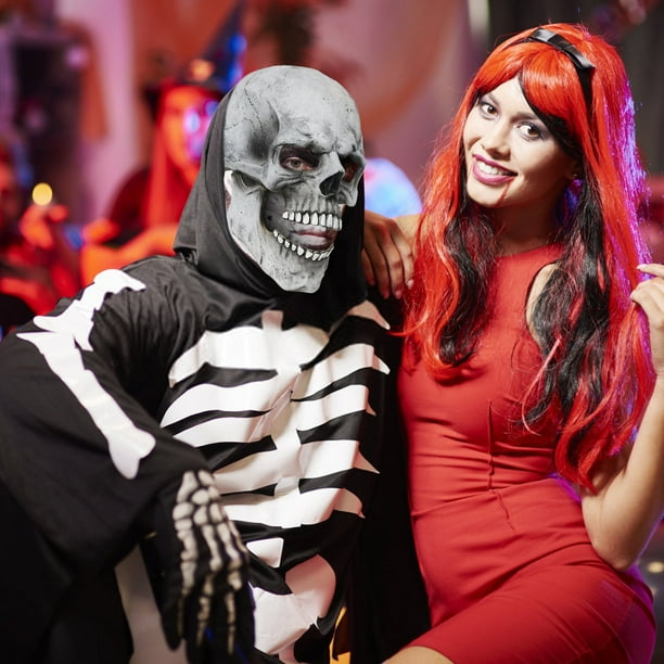 Máscara de Calavera de Cabeza Completa con Mandíbula Móvil, Máscara Aterradora de Halloween, Máscara de Cabeza Realista, Casco, Máscara de Esqueleto para Hombres y Mujeres